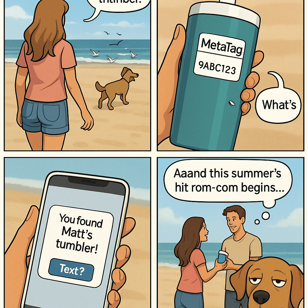 Finding lost item at beach with MettaTag and reuniting with owner